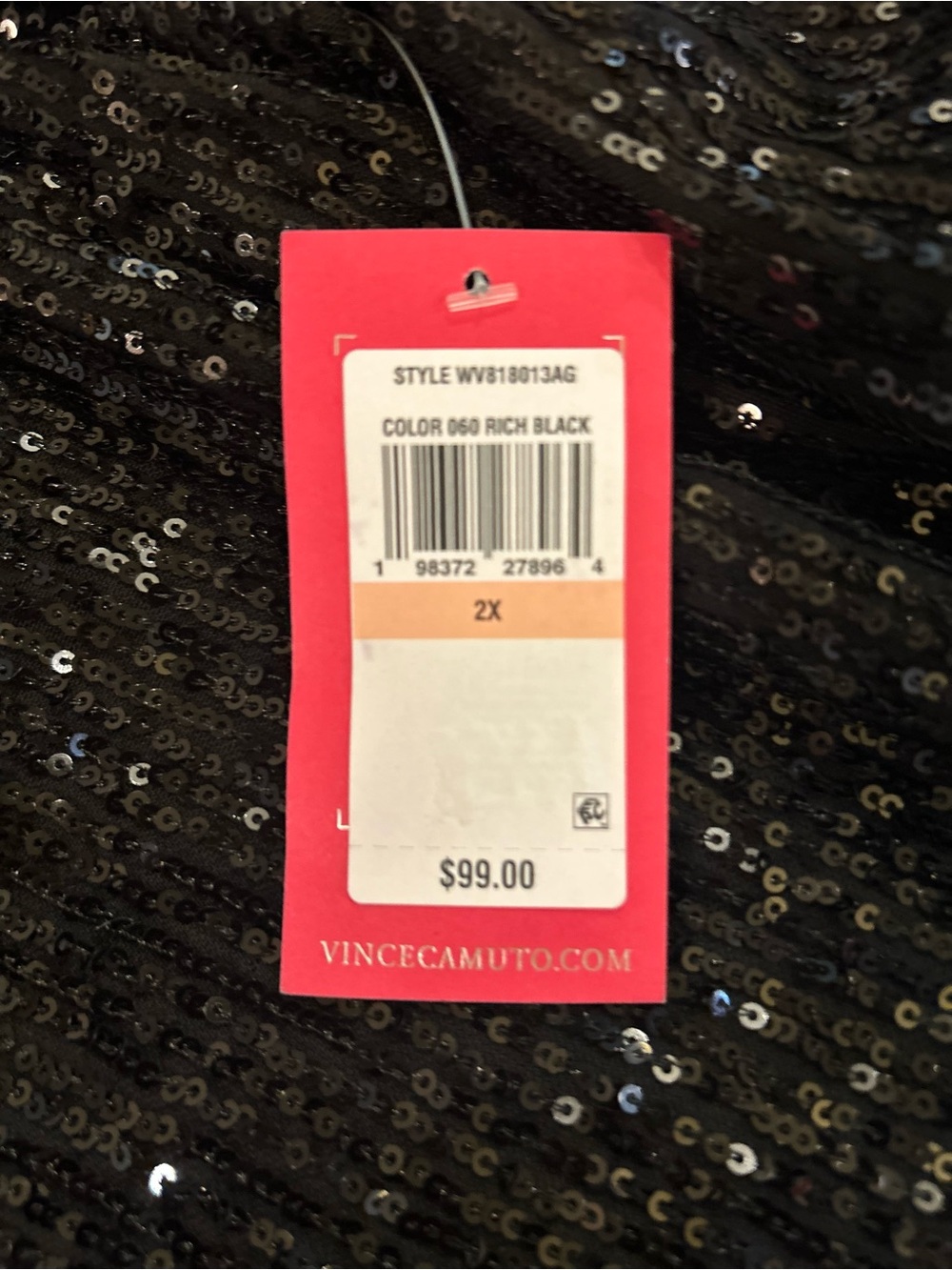 Vince Camuto Black Sequin Long Sleeve Tunic Too - Picture 9 of 9